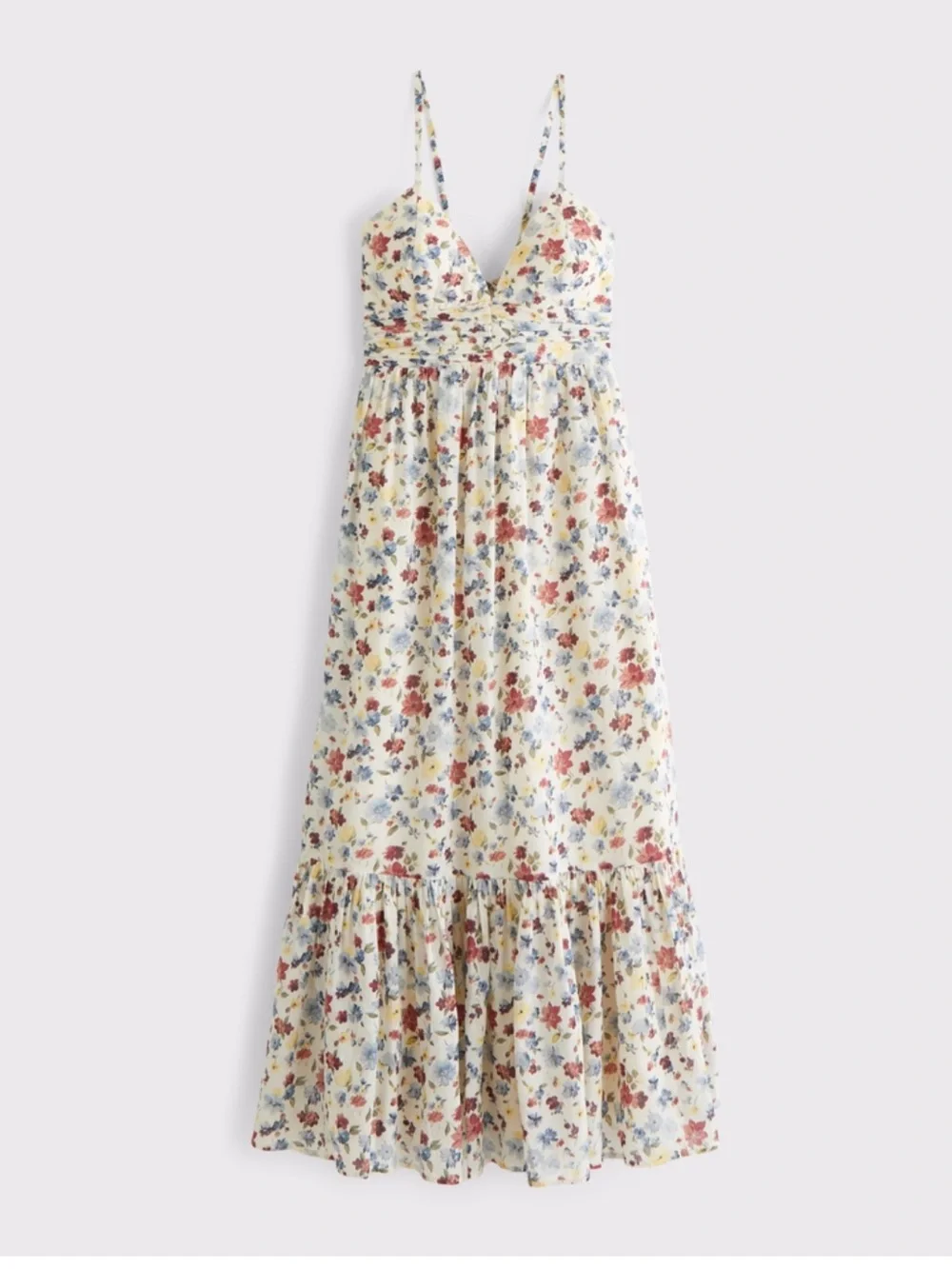 NWT Abercrombie & Fitch Bra-Free Tie-Back Flowy V-Neck Maxi Dress